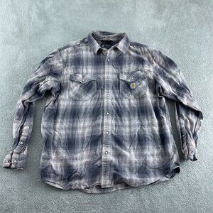 Carhartt Mens Rugged Flex Relaxed Fit Plaid Button-Up Shirt XL 5917